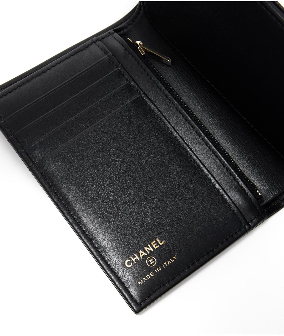CHANEL Черный кожаный кошелек, фото 4