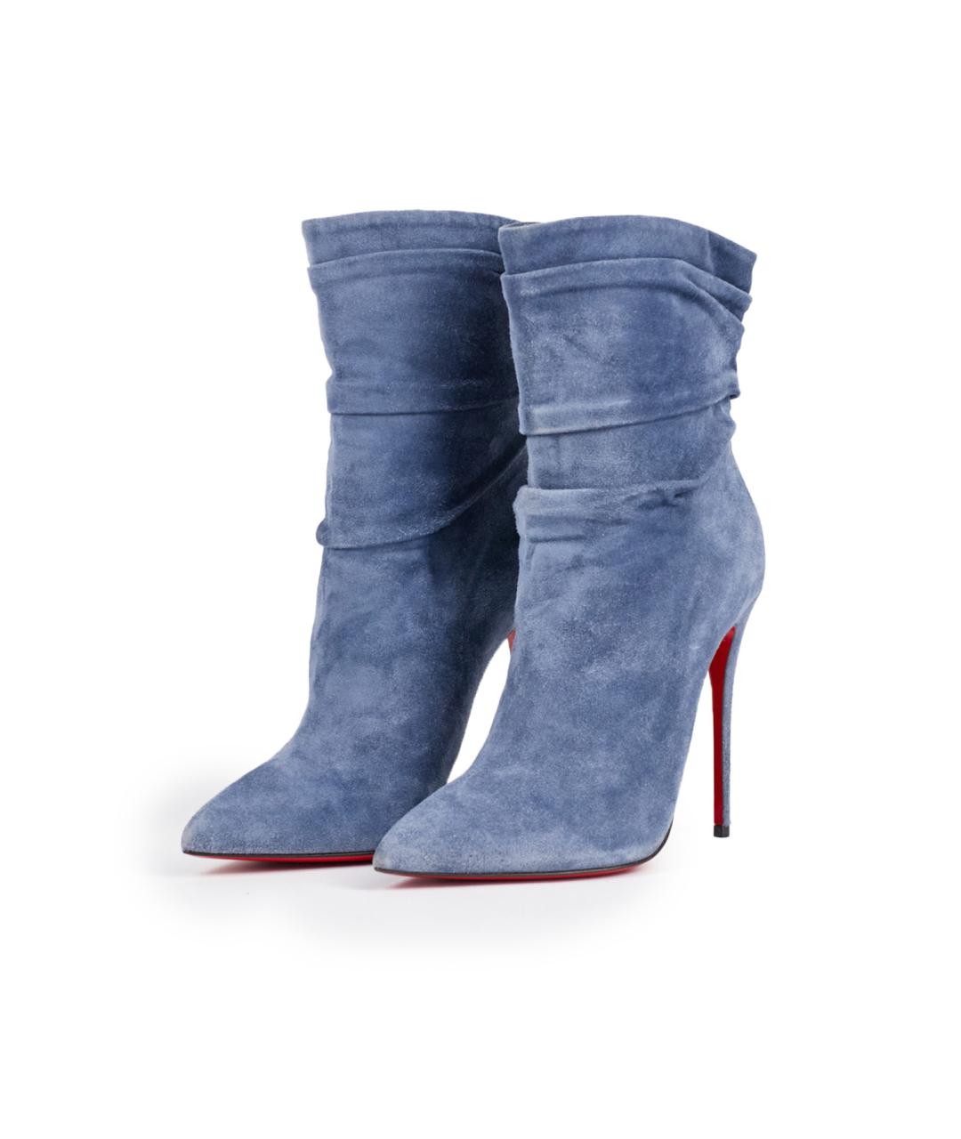 CHRISTIAN LOUBOUTIN Синие замшевые ботильоны, фото 5