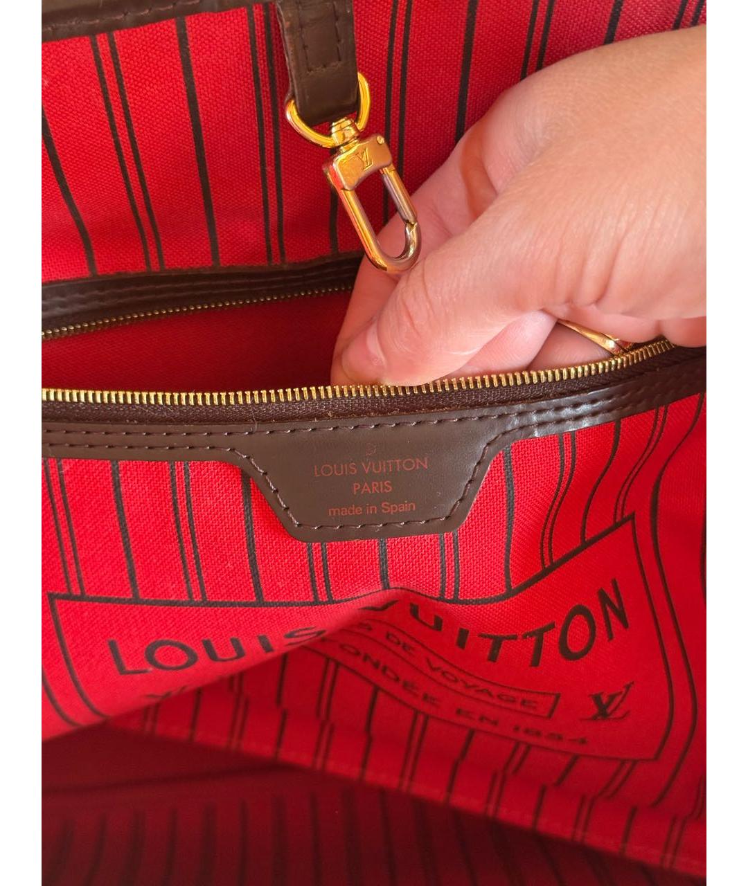LOUIS VUITTON Коричневая кожаная сумка тоут, фото 7