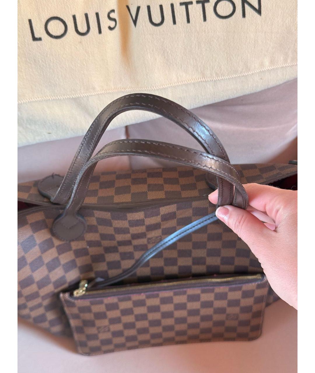 LOUIS VUITTON Коричневая кожаная сумка тоут, фото 3