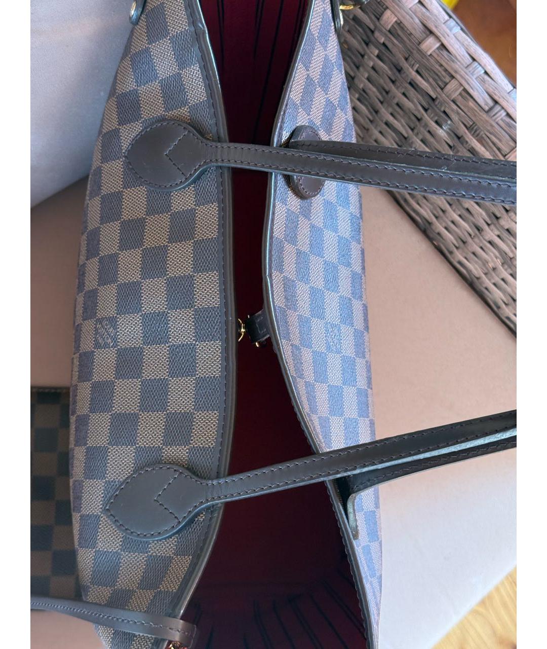 LOUIS VUITTON Коричневая кожаная сумка тоут, фото 8