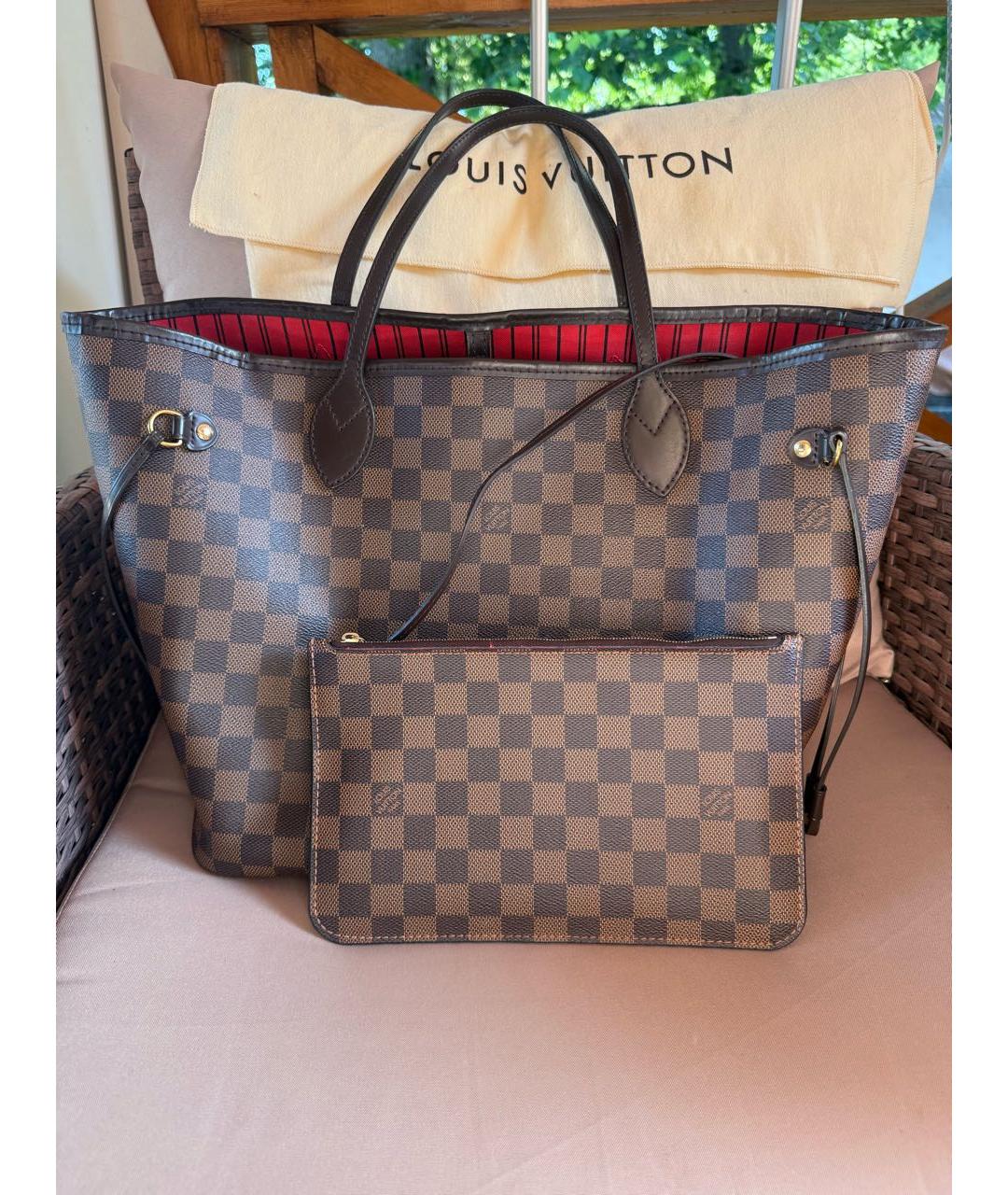 LOUIS VUITTON Коричневая кожаная сумка тоут, фото 2