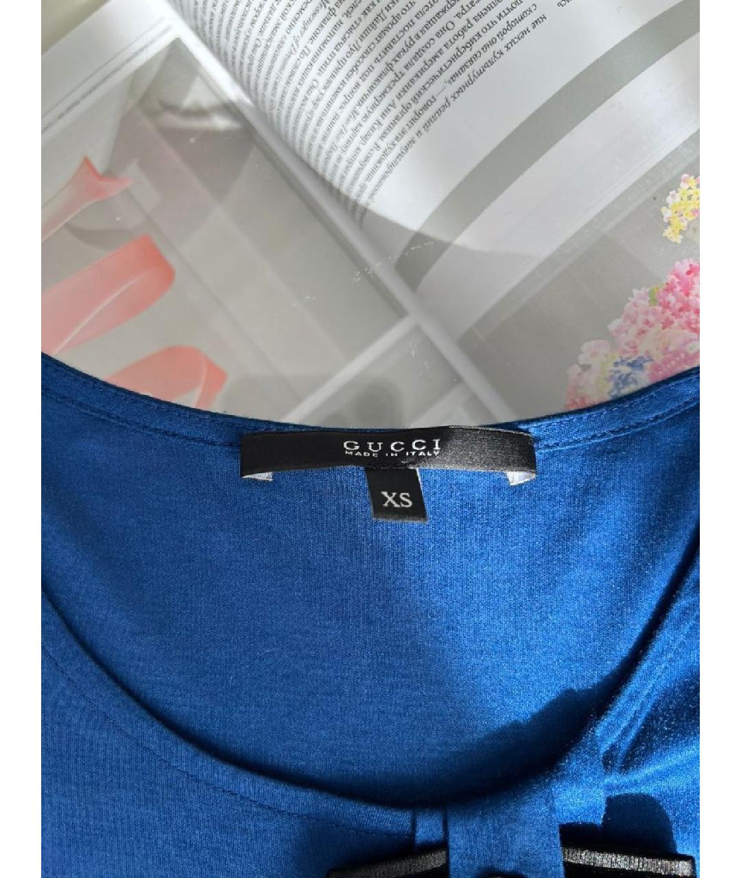 GUCCI Синяя хлопковая футболка, фото 4