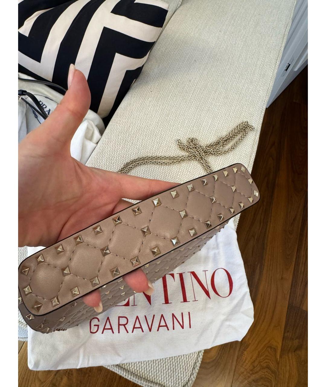 VALENTINO Бежевая кожаная сумка через плечо, фото 7