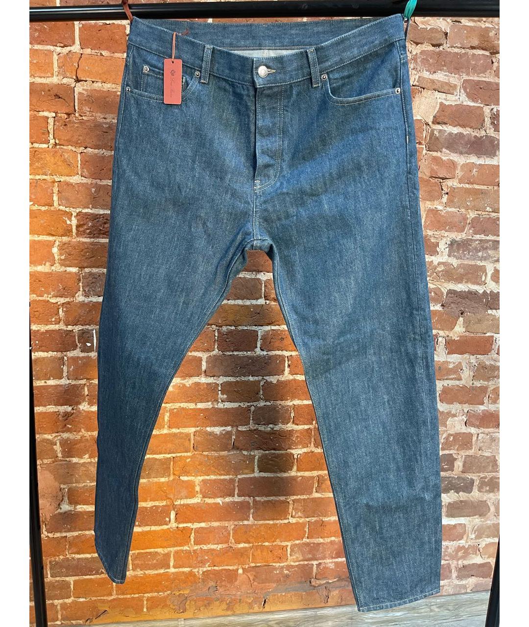 LORO PIANA Антрацитовые хлопковые прямые джинсы, фото 4