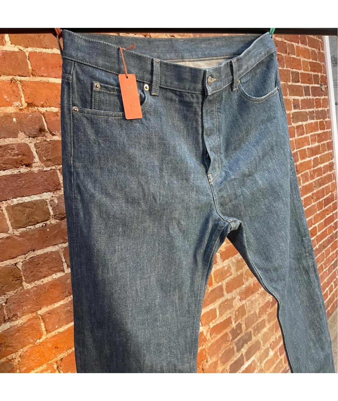 LORO PIANA Антрацитовые хлопковые прямые джинсы, фото 3