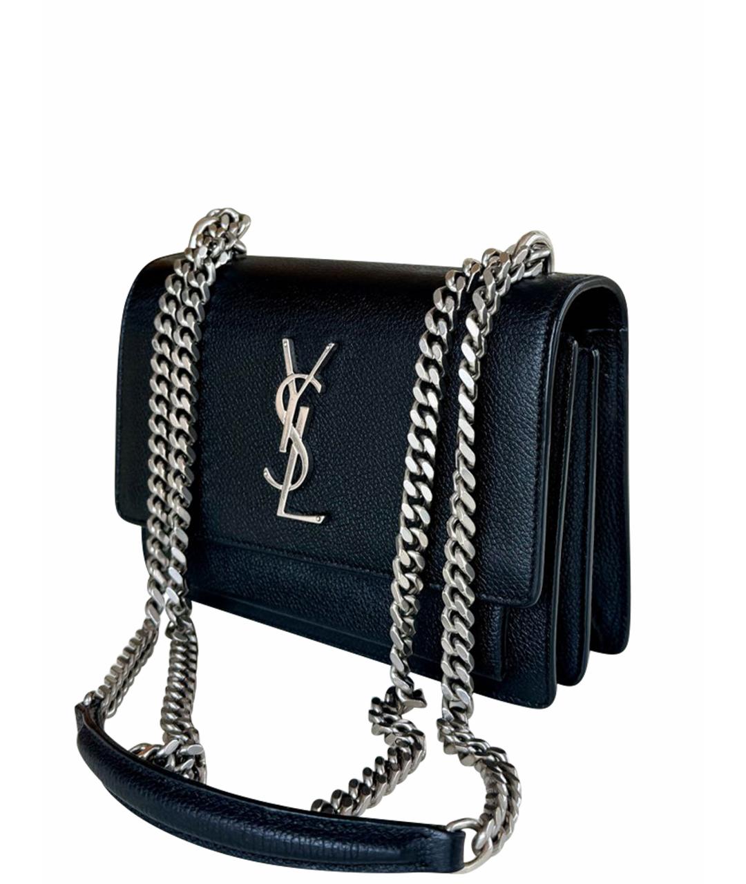 SAINT LAURENT Черная кожаная сумка через плечо, фото 1