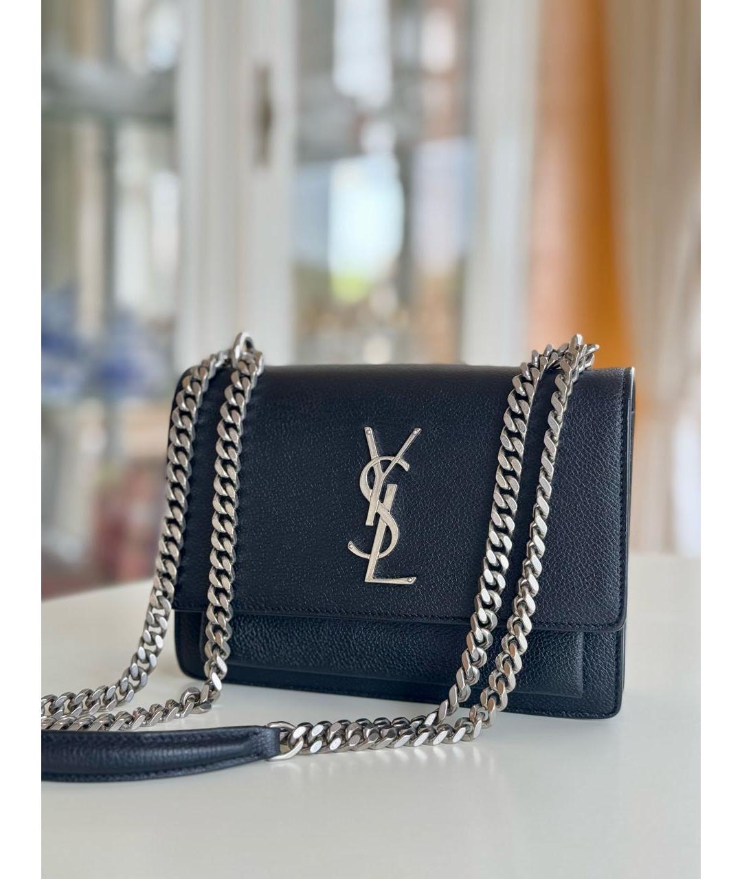 SAINT LAURENT Черная кожаная сумка через плечо, фото 4