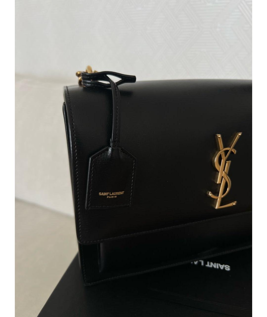 SAINT LAURENT Черная кожаная сумка через плечо, фото 4