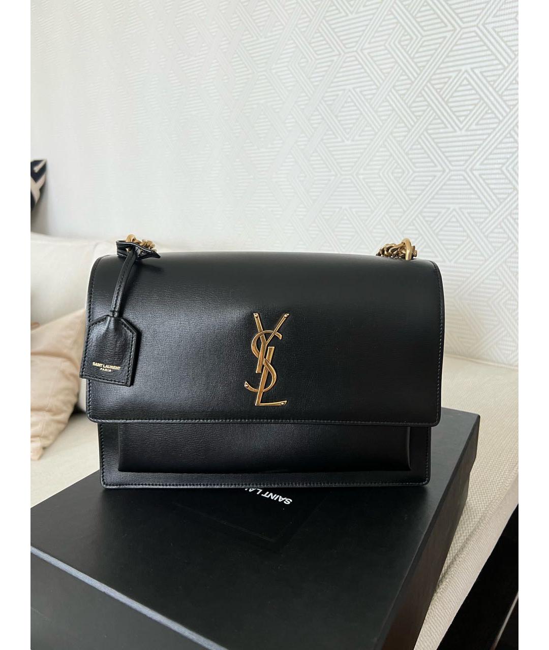 SAINT LAURENT Черная кожаная сумка через плечо, фото 3
