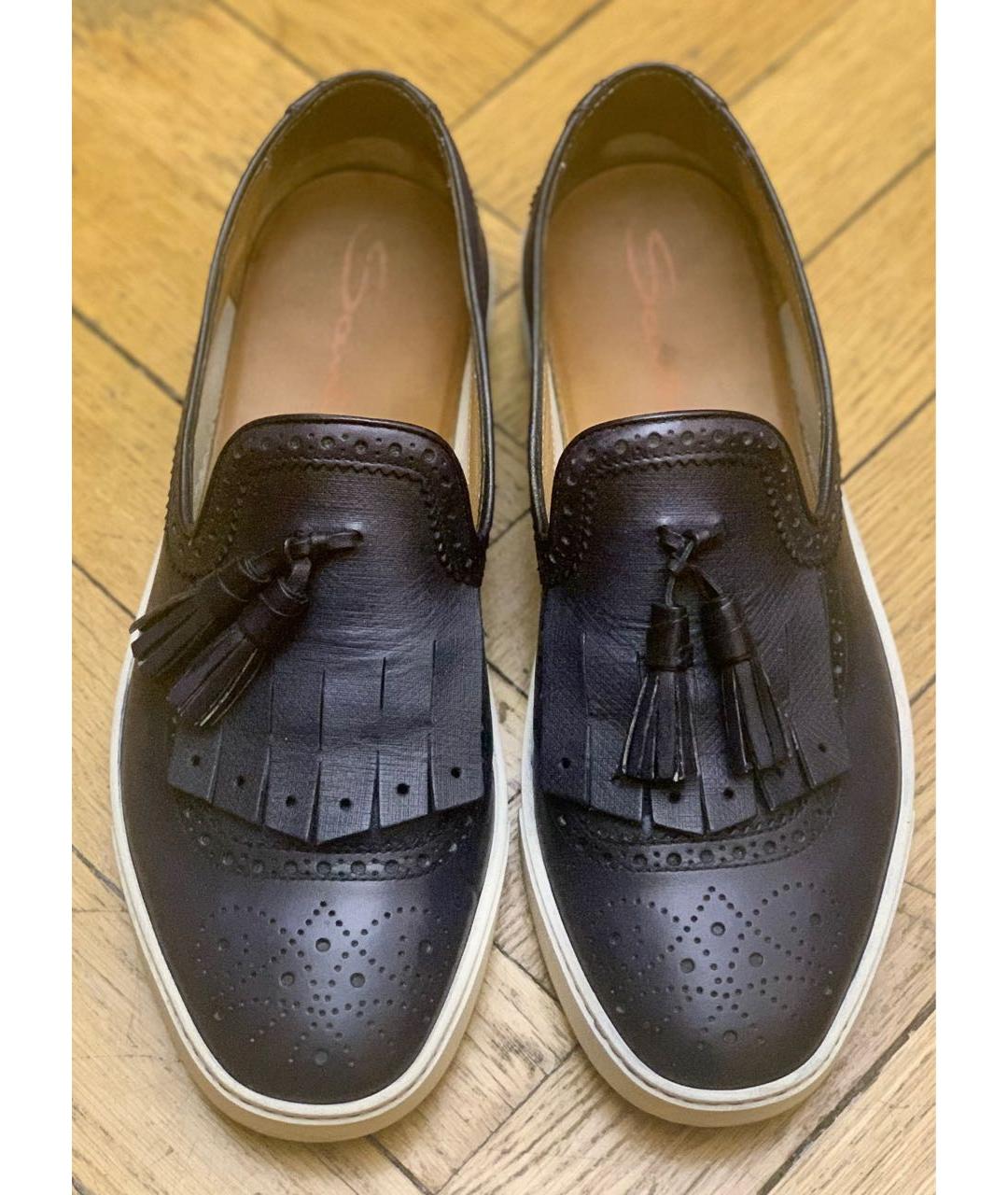 SANTONI Темно-синие кожаные лоферы, фото 2
