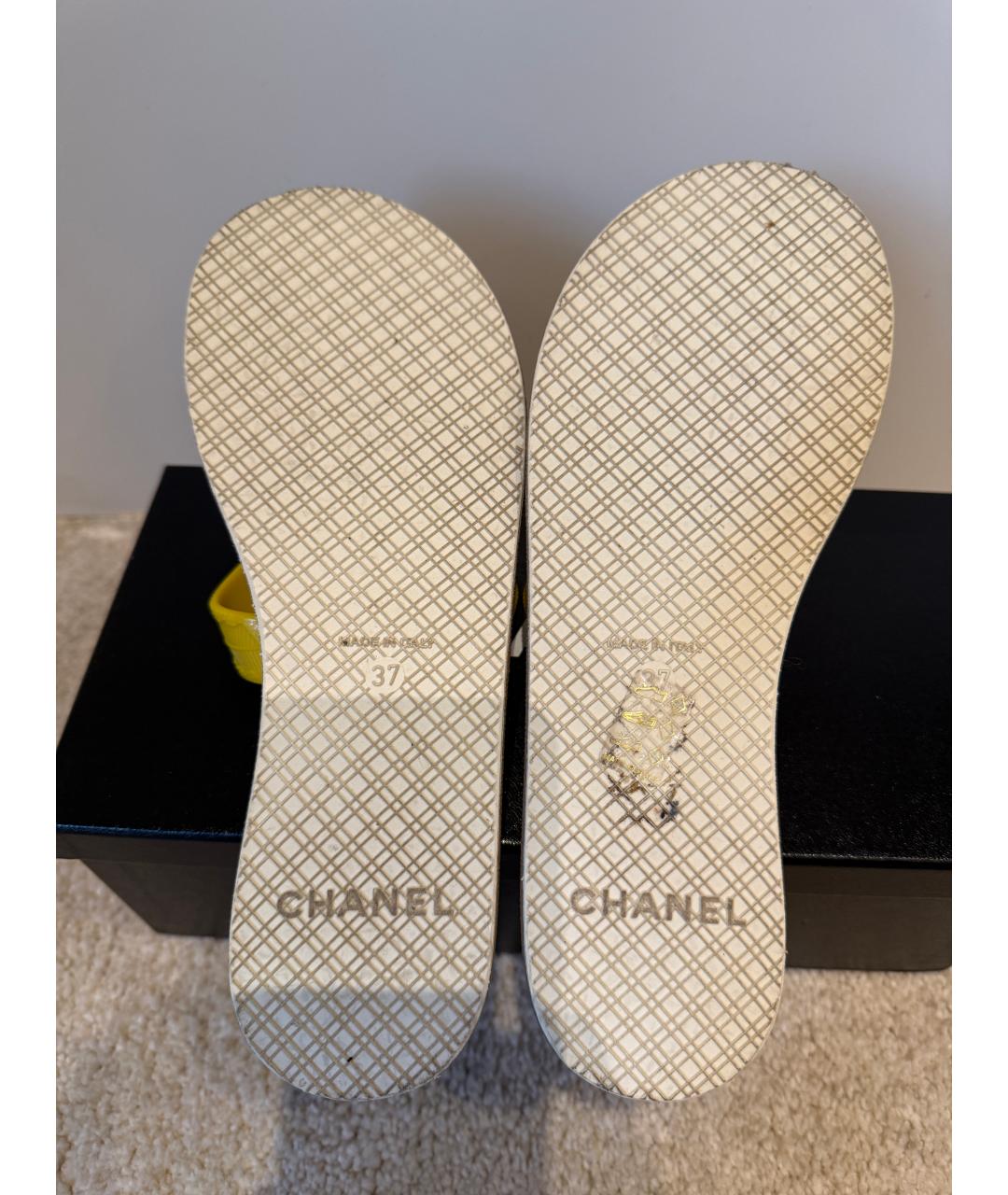 CHANEL Желтые резиновые шлепанцы, фото 5