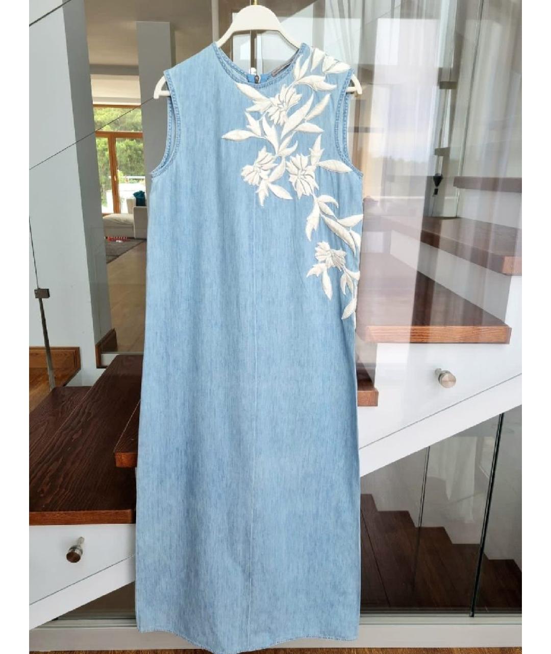 ERMANNO SCERVINO Синее хлопковое повседневное платье, фото 10