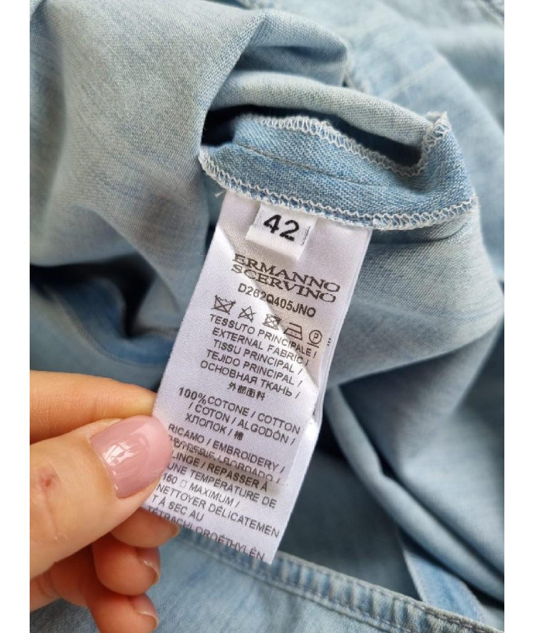 ERMANNO SCERVINO Синее хлопковое повседневное платье, фото 5