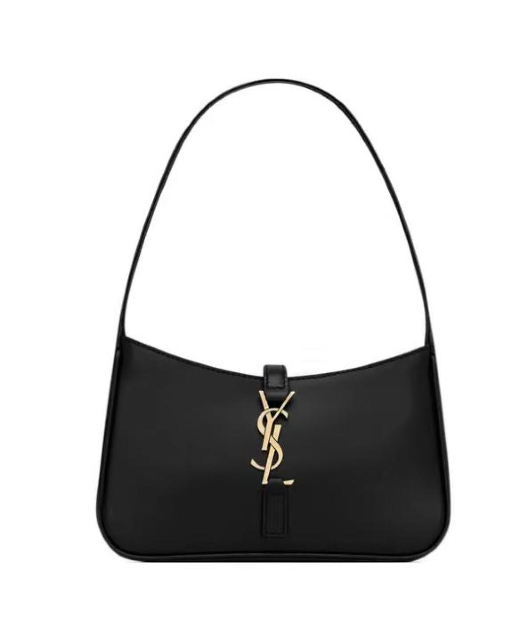 SAINT LAURENT Черная кожаная сумка с короткими ручками, фото 5