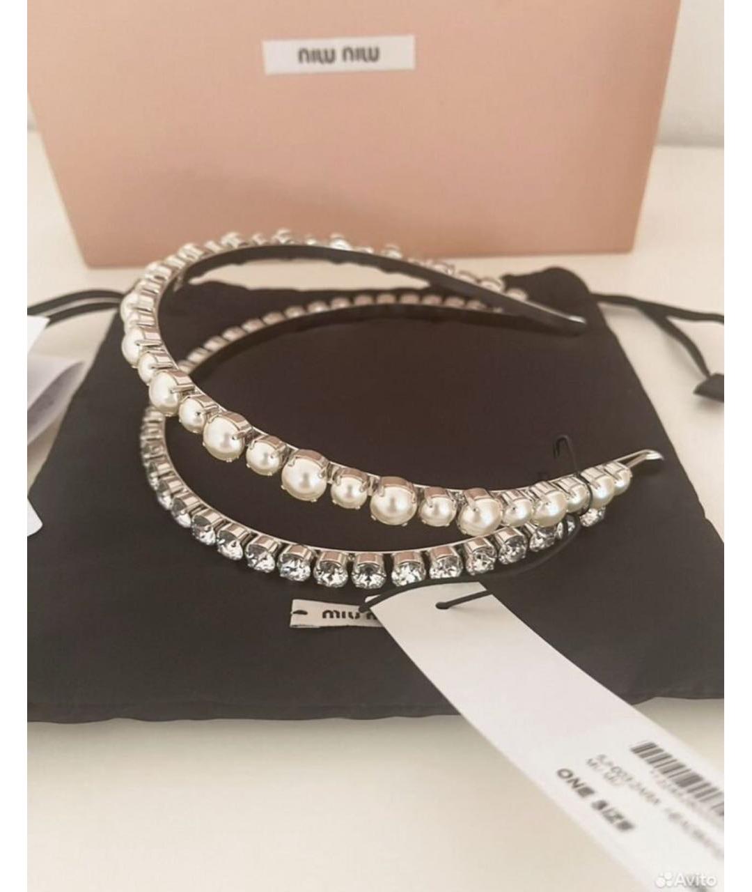 MIU MIU Серебрянный ободок, фото 4