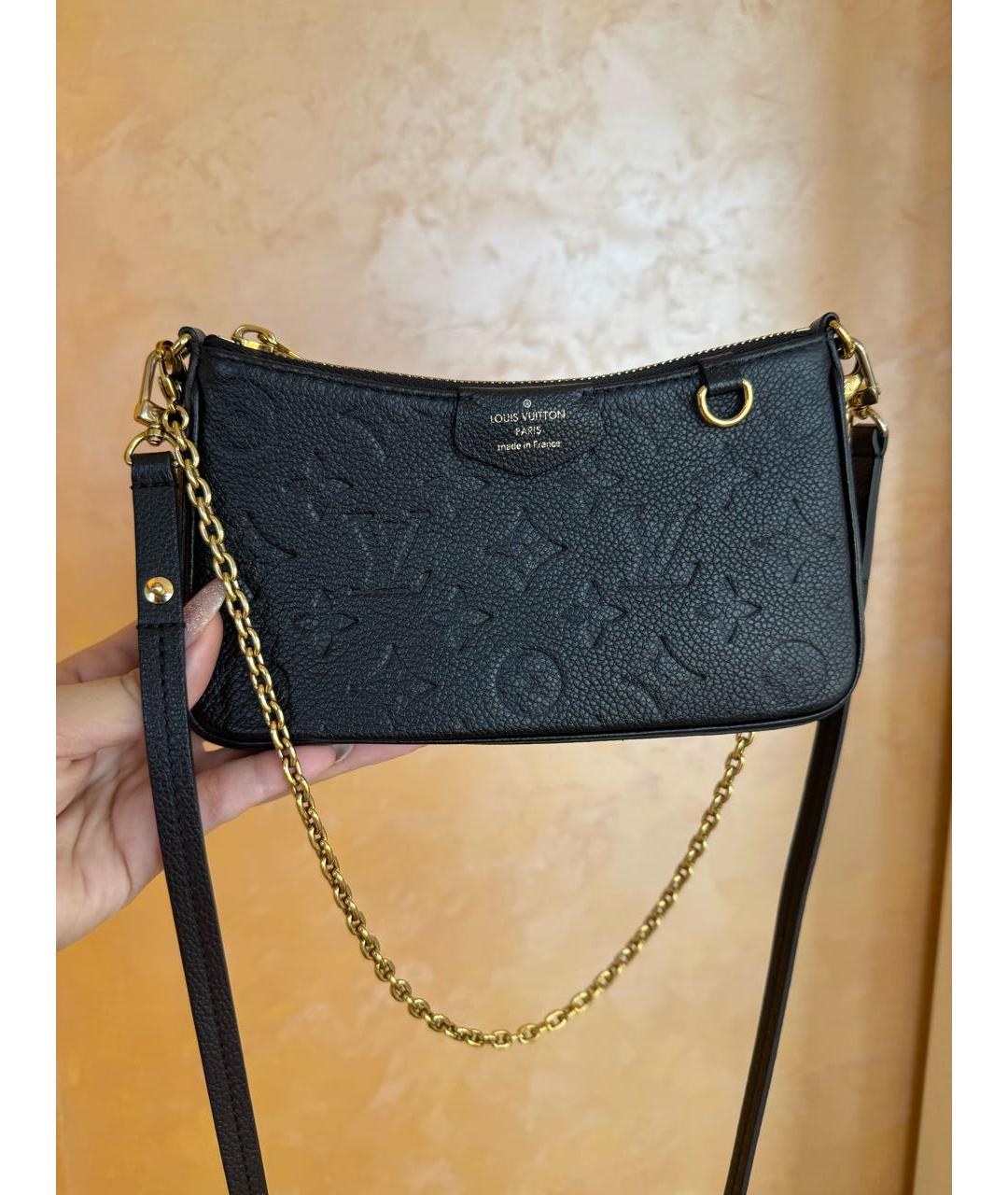 LOUIS VUITTON Черная кожаная сумка через плечо, фото 3
