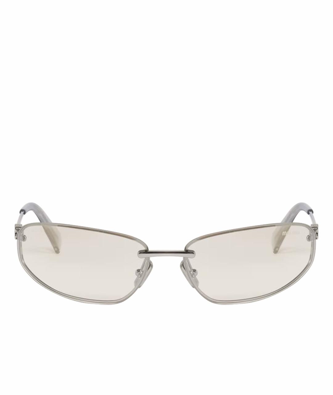 MIU MIU Белые металлические солнцезащитные очки, фото 1