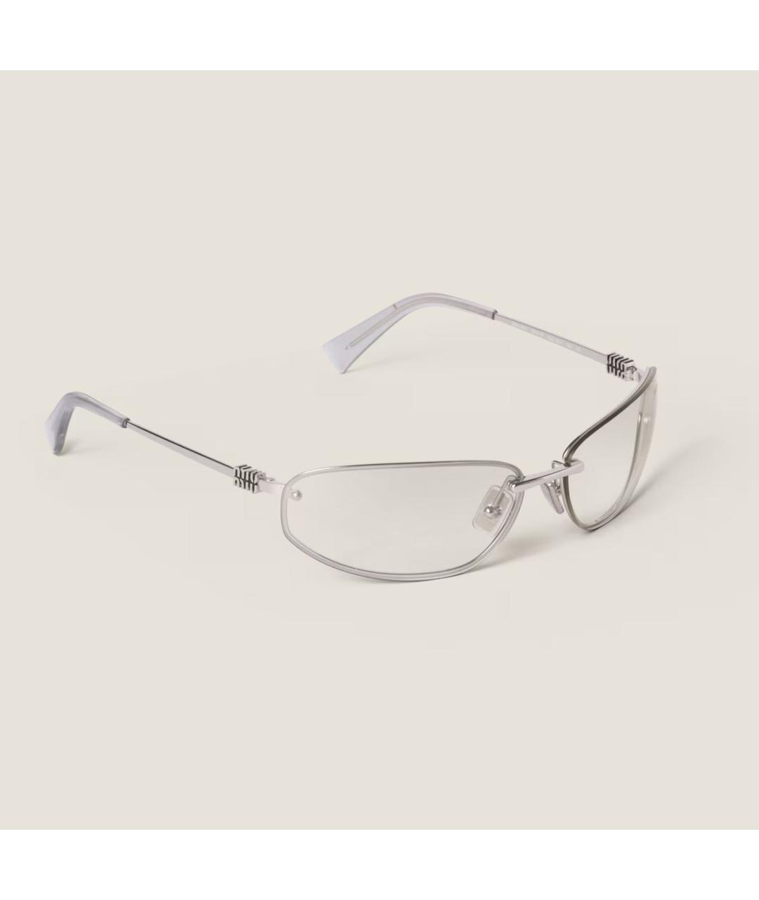 MIU MIU Белые металлические солнцезащитные очки, фото 2