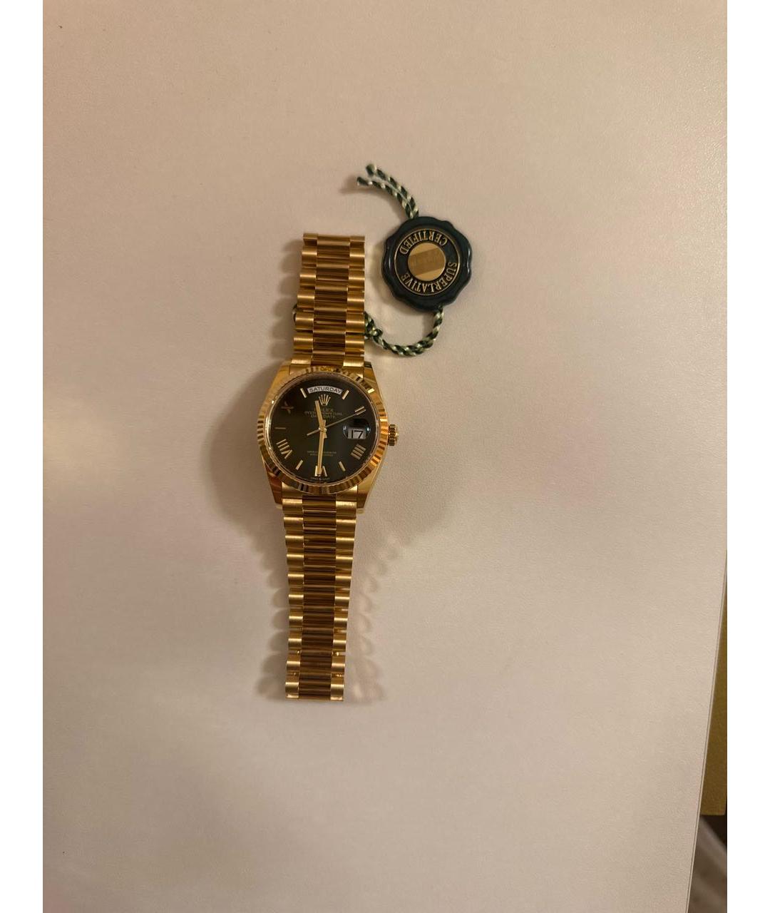 ROLEX Зеленые часы из желтого золота, фото 2
