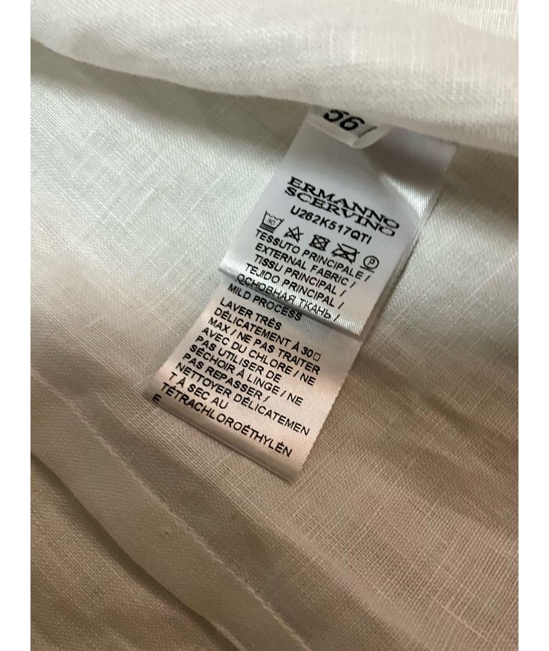 ERMANNO SCERVINO Белая льняная классическая рубашка, фото 4
