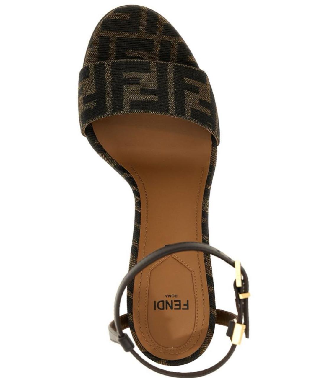 FENDI Коричневые кожаные босоножки, фото 3