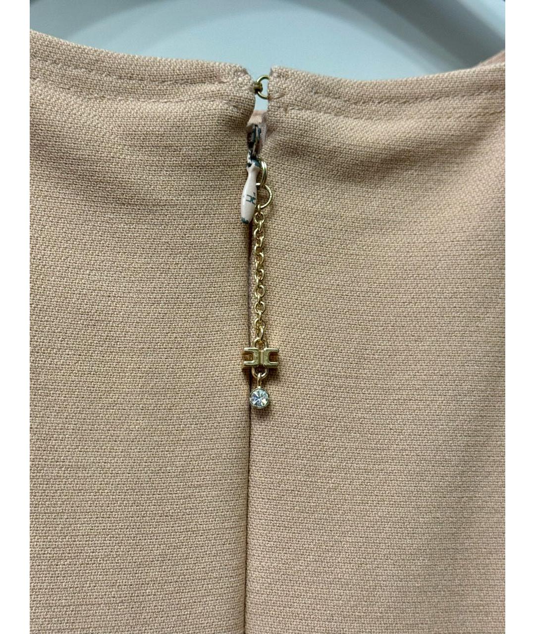 ELISABETTA FRANCHI Бежевое вискозное коктейльное платье, фото 4