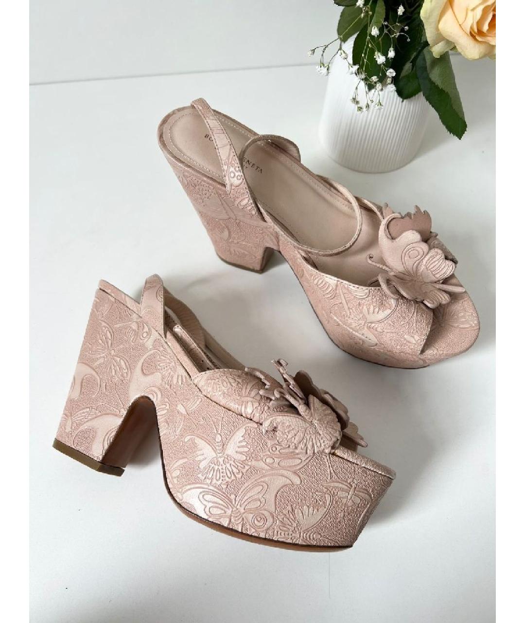 BOTTEGA VENETA Коричневые кожаные босоножки, фото 9