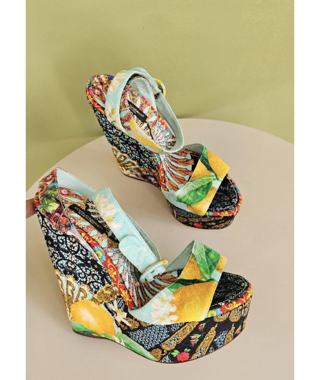 DOLCE&GABBANA Салатовые замшевые босоножки, фото 8