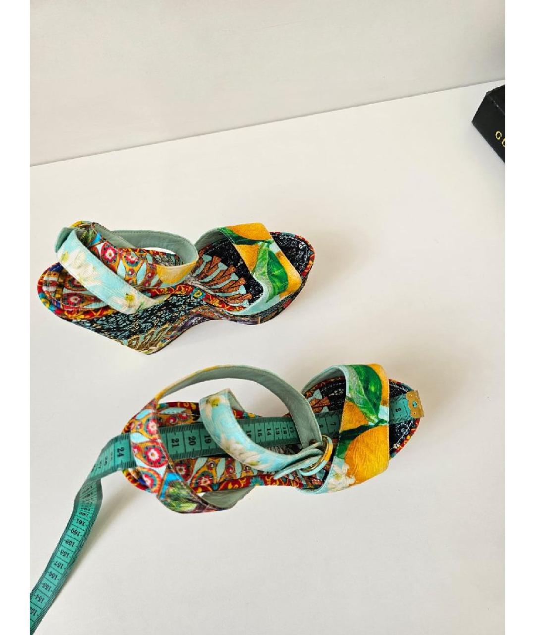 DOLCE&GABBANA Салатовые замшевые босоножки, фото 5