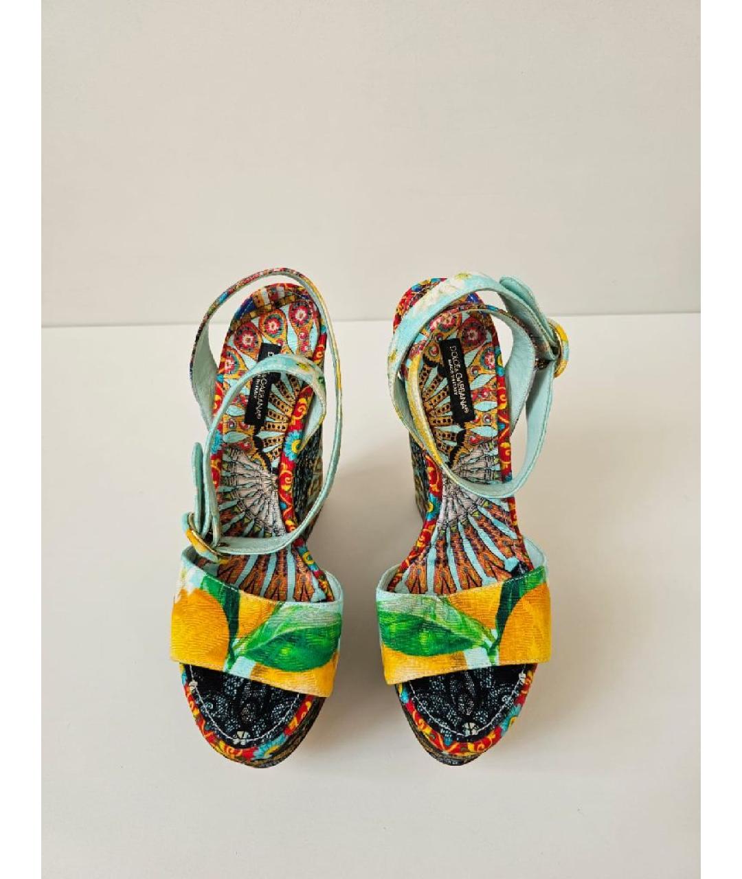DOLCE&GABBANA Салатовые замшевые босоножки, фото 2