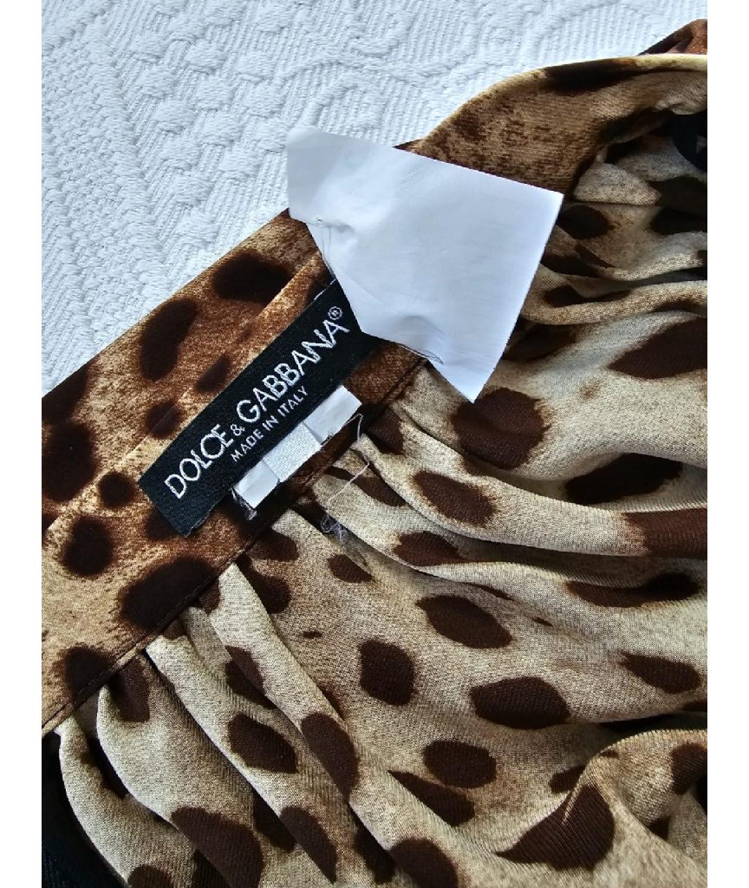 DOLCE&GABBANA Коричневая хлопковая юбка мини, фото 7