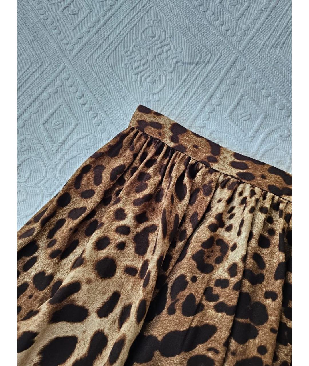 DOLCE&GABBANA Коричневая хлопковая юбка мини, фото 4