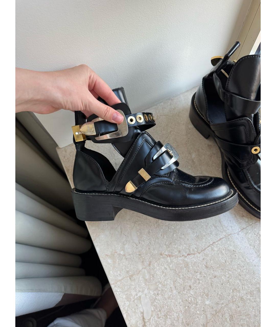 BALENCIAGA Черные кожаные ботинки, фото 2