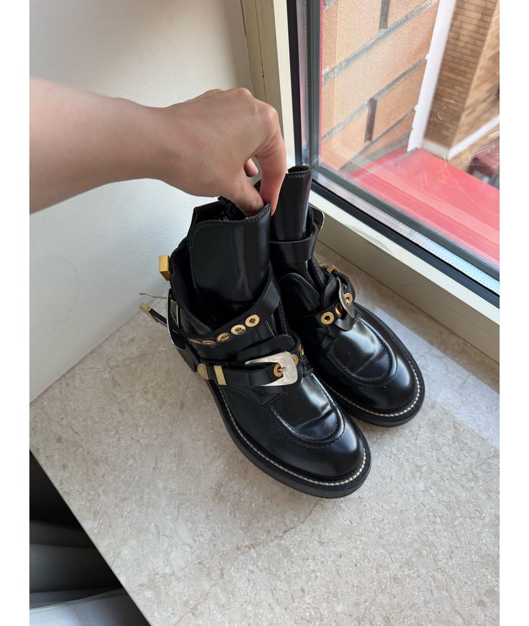 BALENCIAGA Черные кожаные ботинки, фото 4