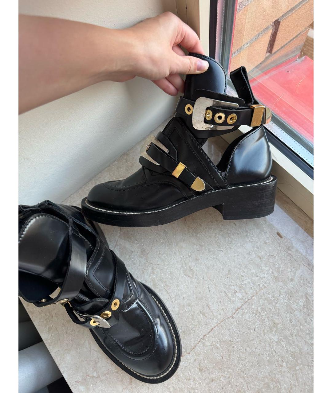 BALENCIAGA Черные кожаные ботинки, фото 7
