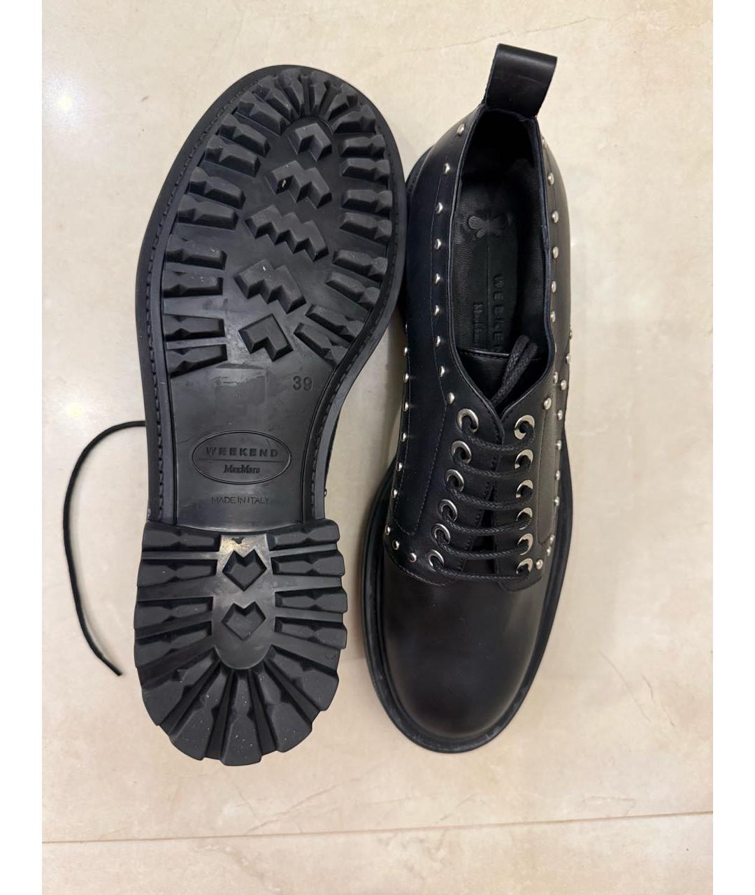 WEEKEND MAX MARA Черные кожаные ботинки, фото 5