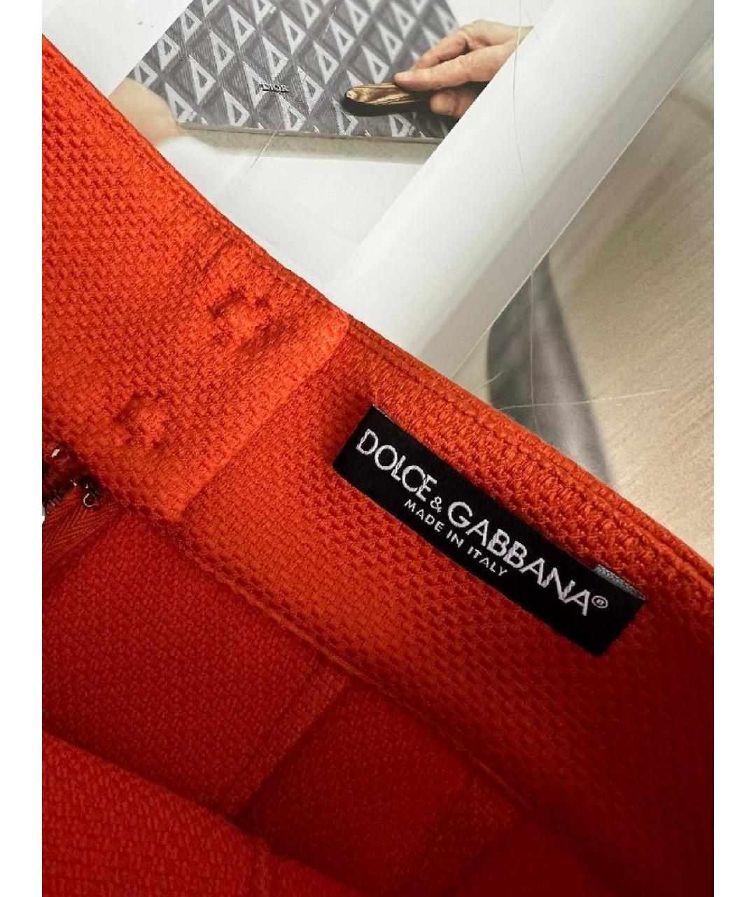 DOLCE&GABBANA Оранжевая хлопковая юбка миди, фото 4