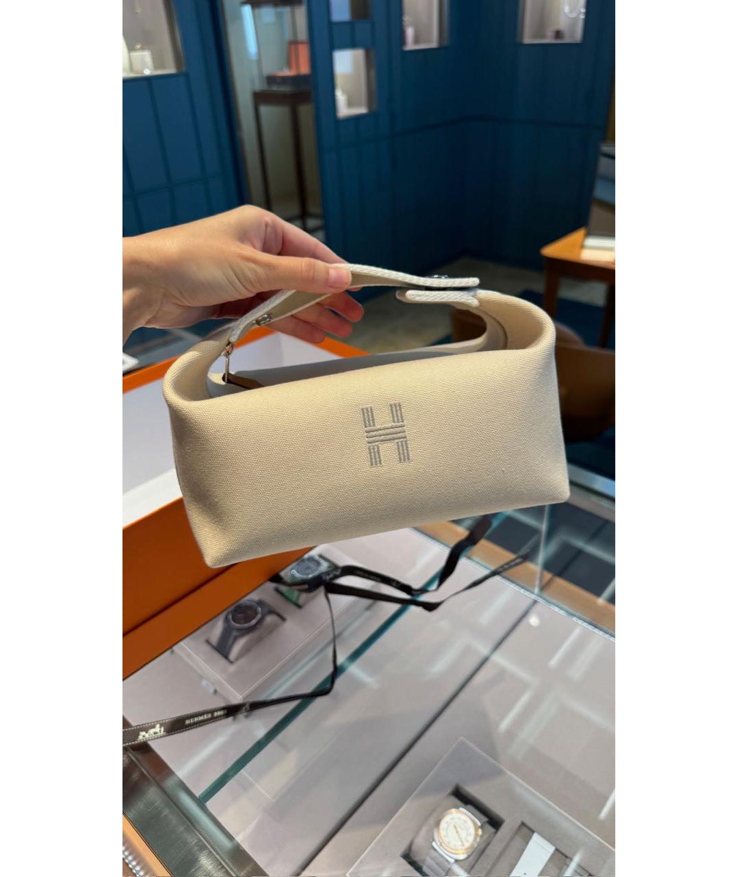 HERMES Бежевая шелковая пляжная сумка, фото 3