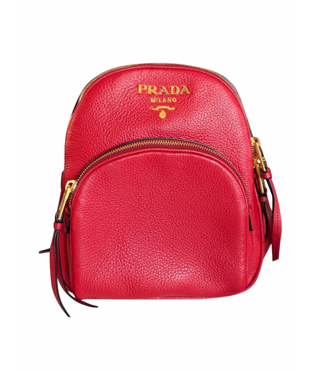 PRADA Красный кожаный рюкзак, фото 1