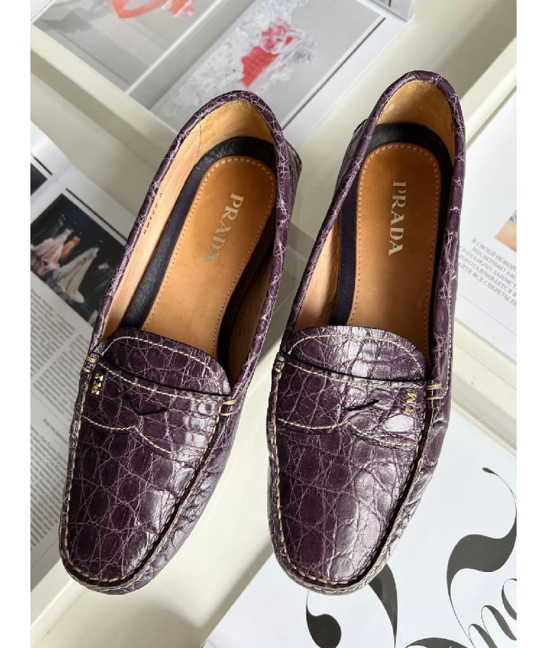 PRADA Фиолетовые кожаные лоферы, фото 3