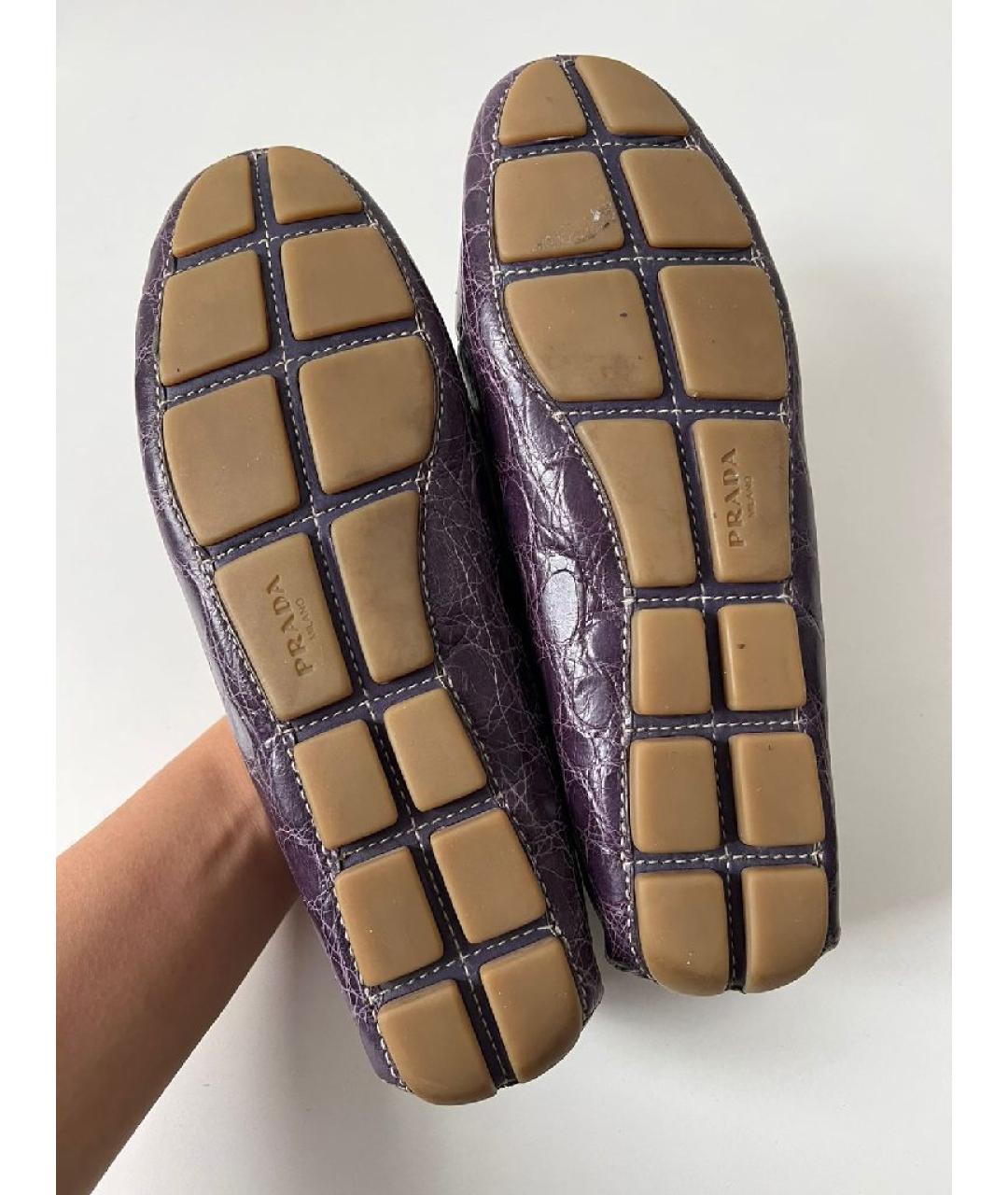 PRADA Фиолетовые кожаные лоферы, фото 9