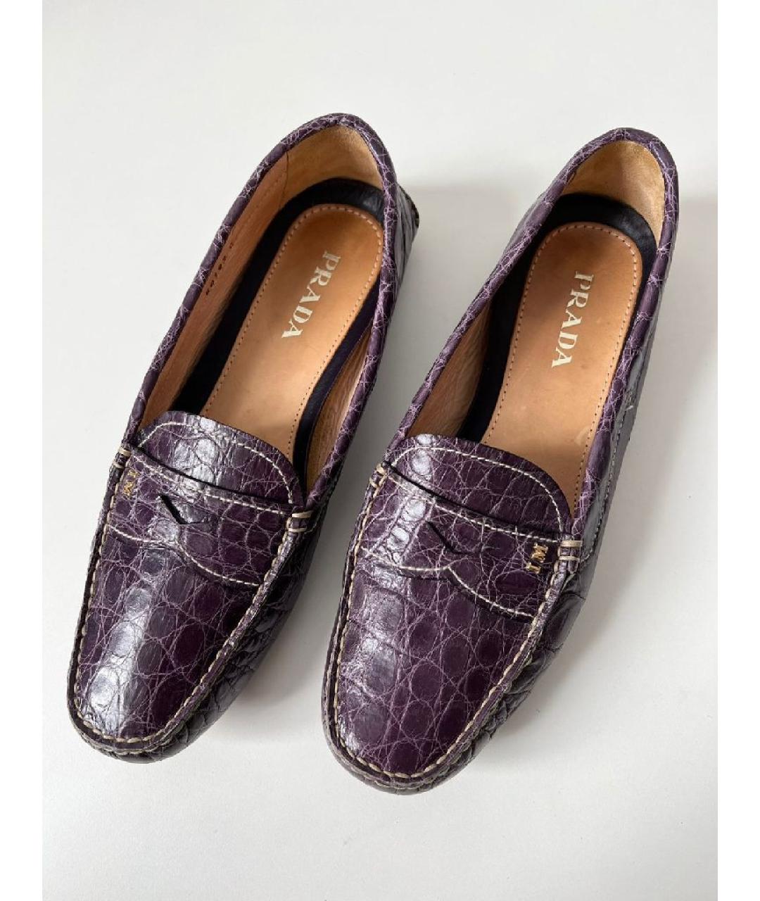 PRADA Фиолетовые кожаные лоферы, фото 8