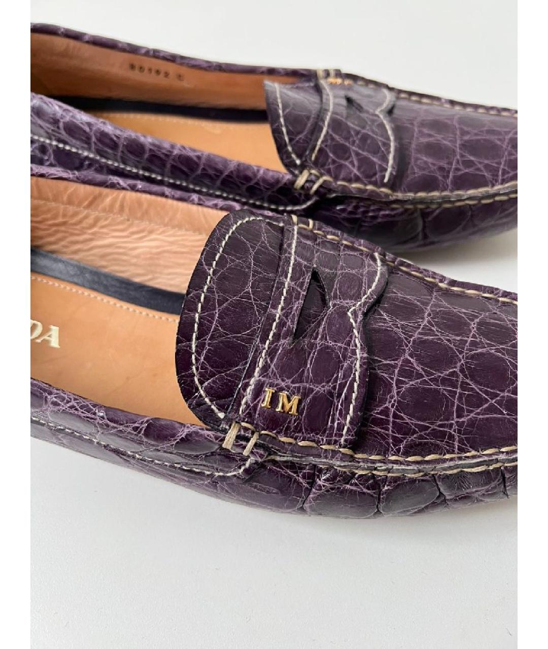 PRADA Фиолетовые кожаные лоферы, фото 7