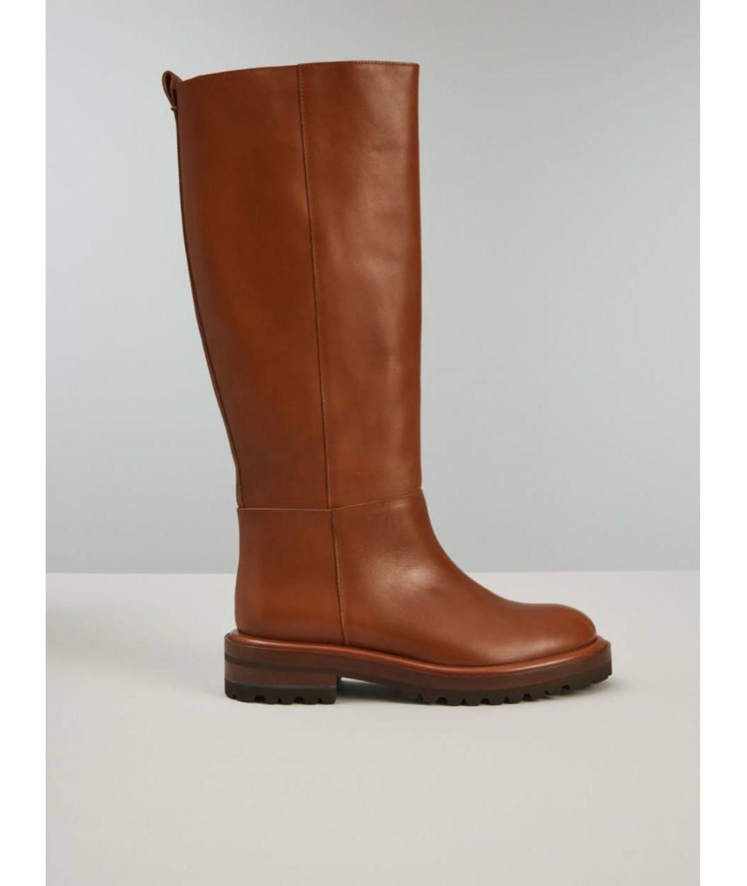WEEKEND MAX MARA Коричневые кожаные сапоги, фото 9