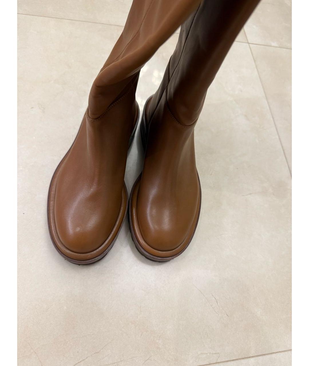WEEKEND MAX MARA Коричневые кожаные сапоги, фото 7
