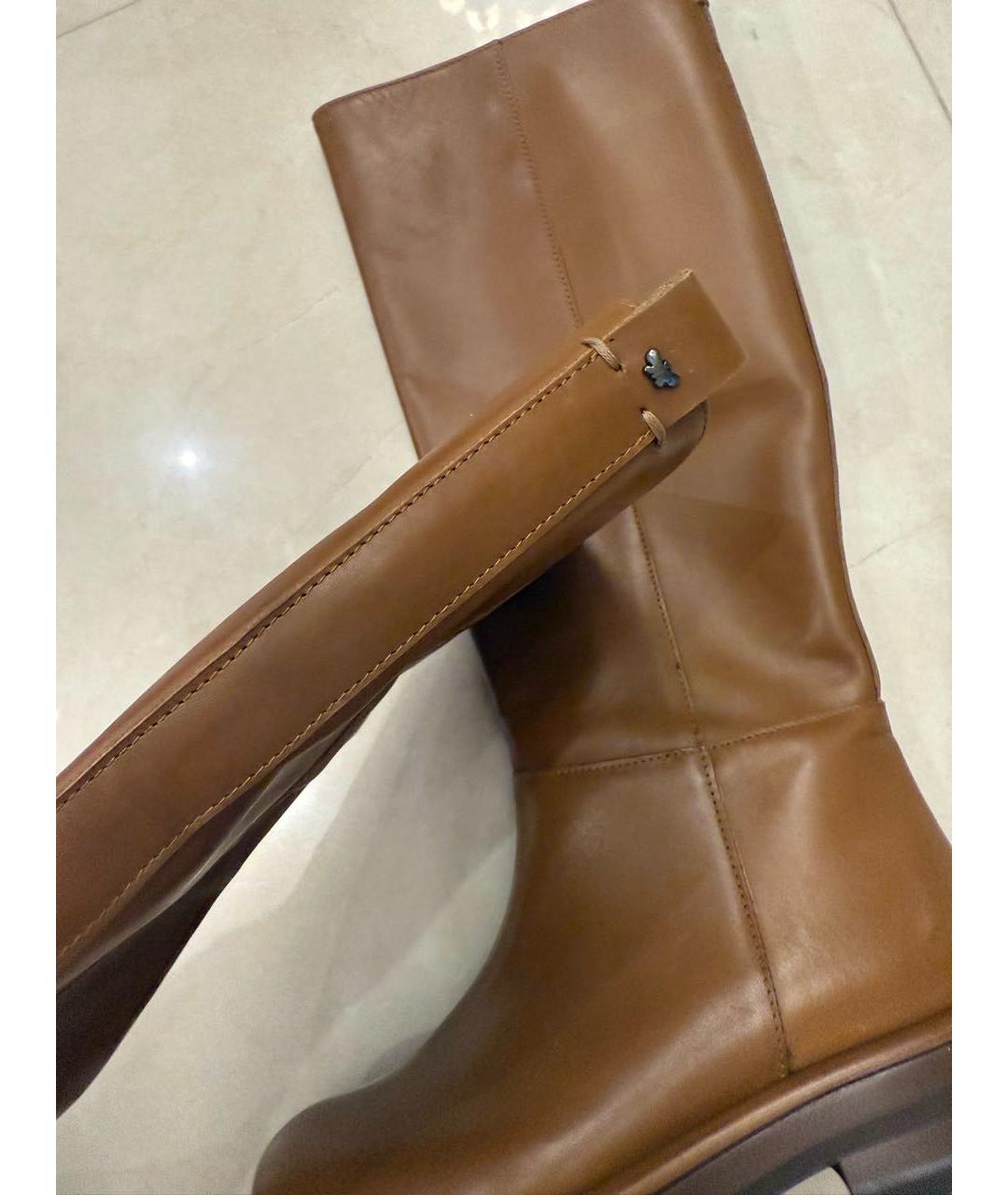 WEEKEND MAX MARA Коричневые кожаные сапоги, фото 8