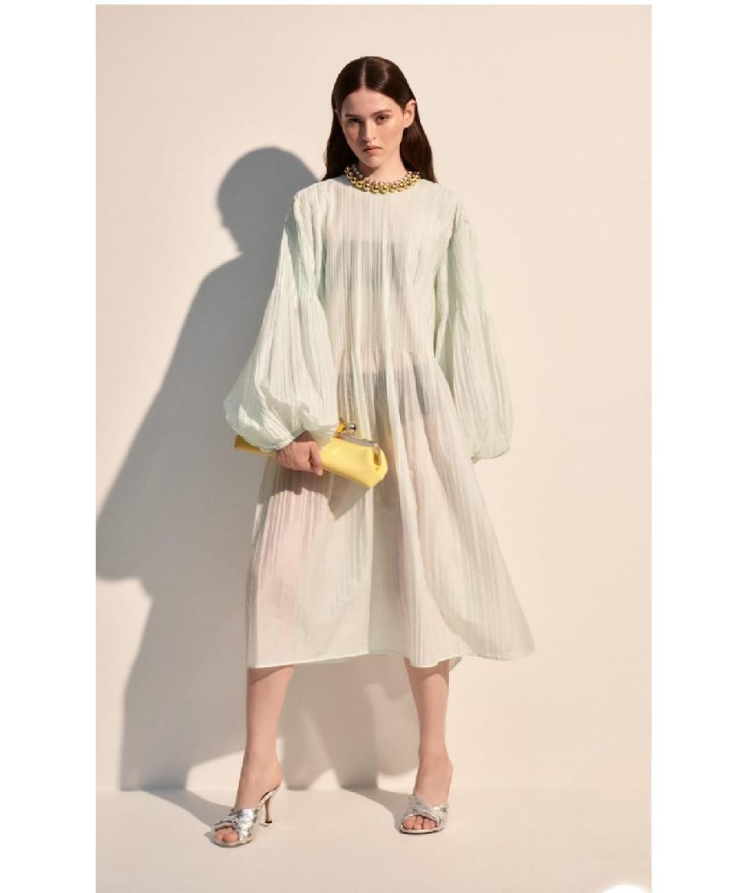 JIL SANDER Зеленые хлопковое повседневное платье, фото 2