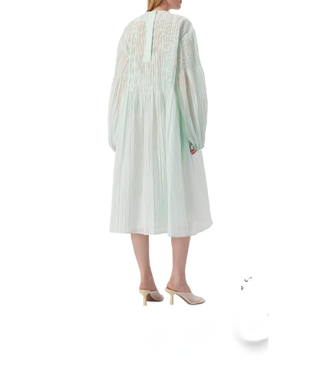 JIL SANDER Зеленые хлопковое повседневное платье, фото 3