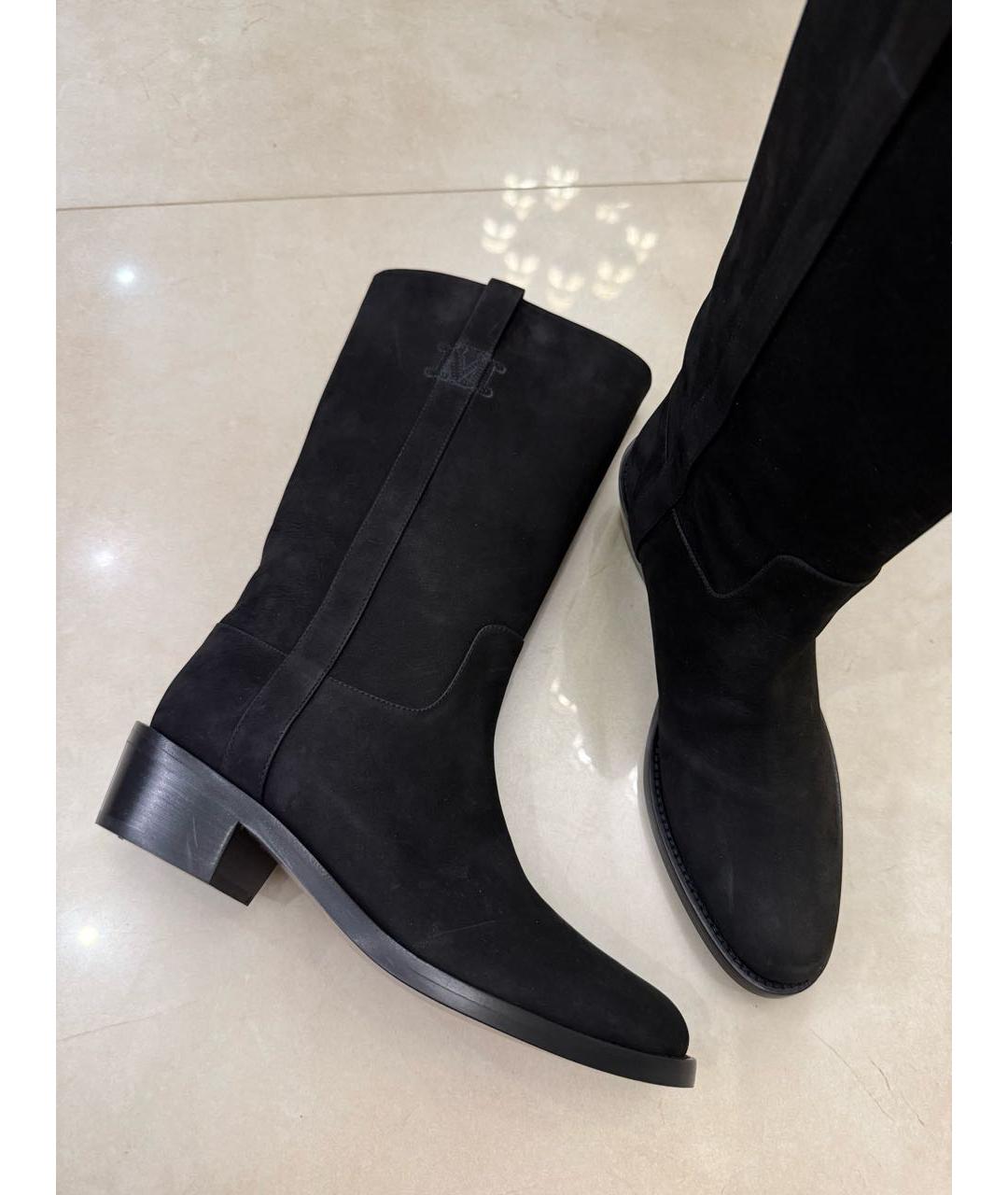 MAX MARA Черные замшевые сапоги, фото 4